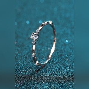 Delicate Moissanite Sterling Silver Ring